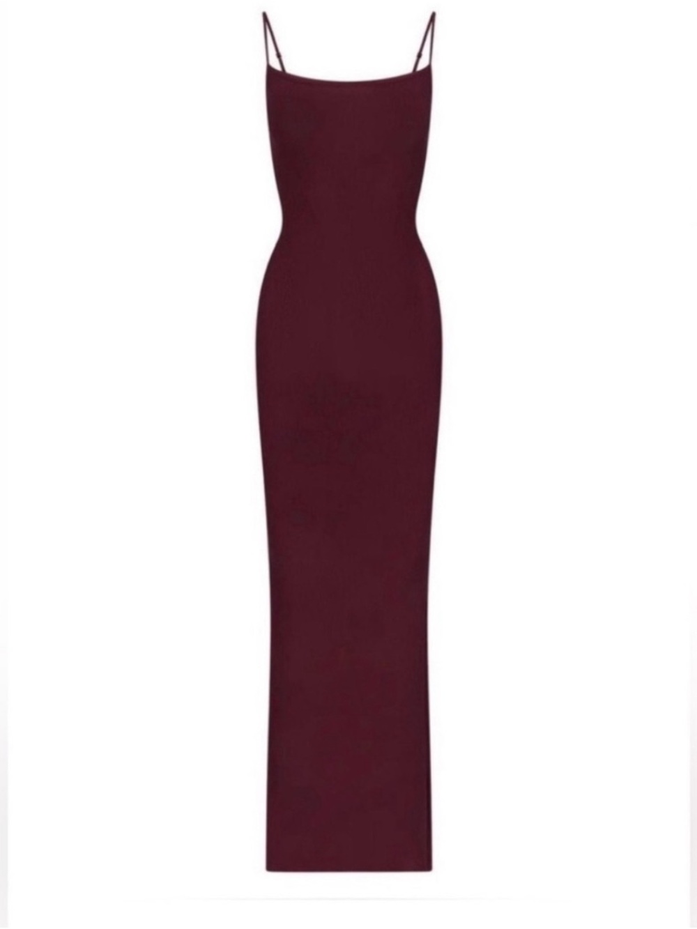 SKIMS Burgundy Ribbed Long Spaghetti Adjustable Straps Maxi Dress Small